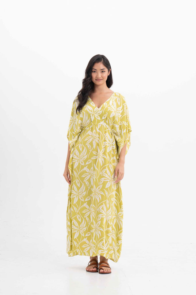 Hanna Kaftan Maxi Dress Green Lemon