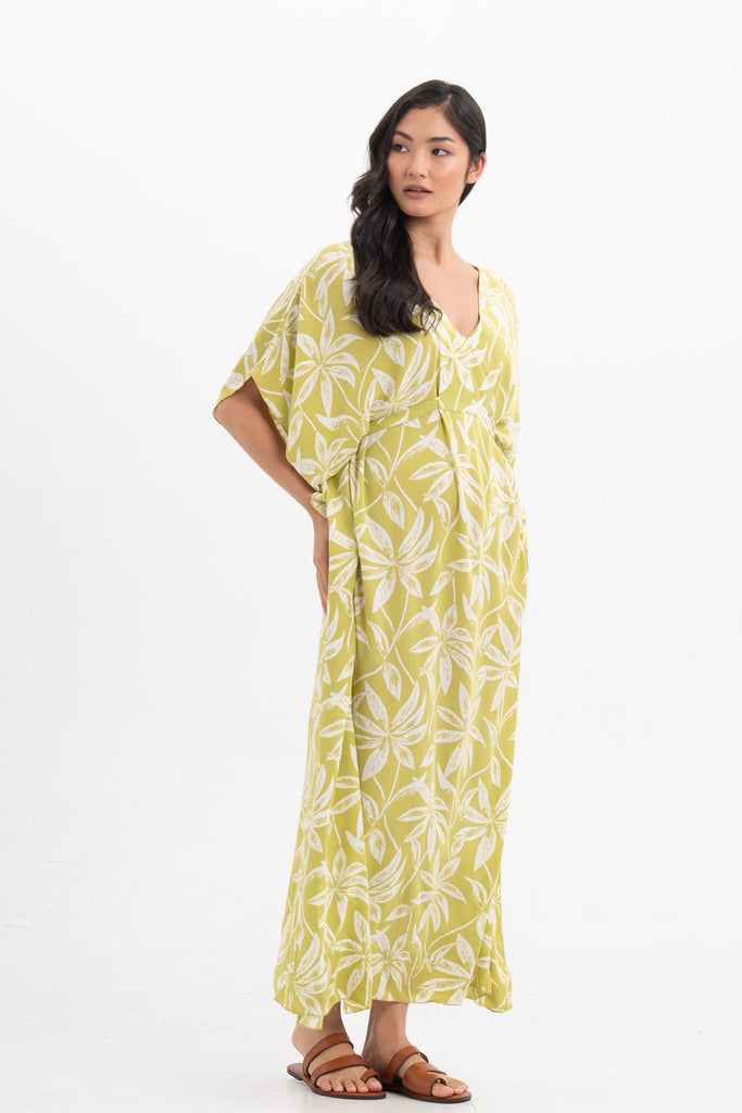 Hanna Kaftan Maxi Dress Green Lemon