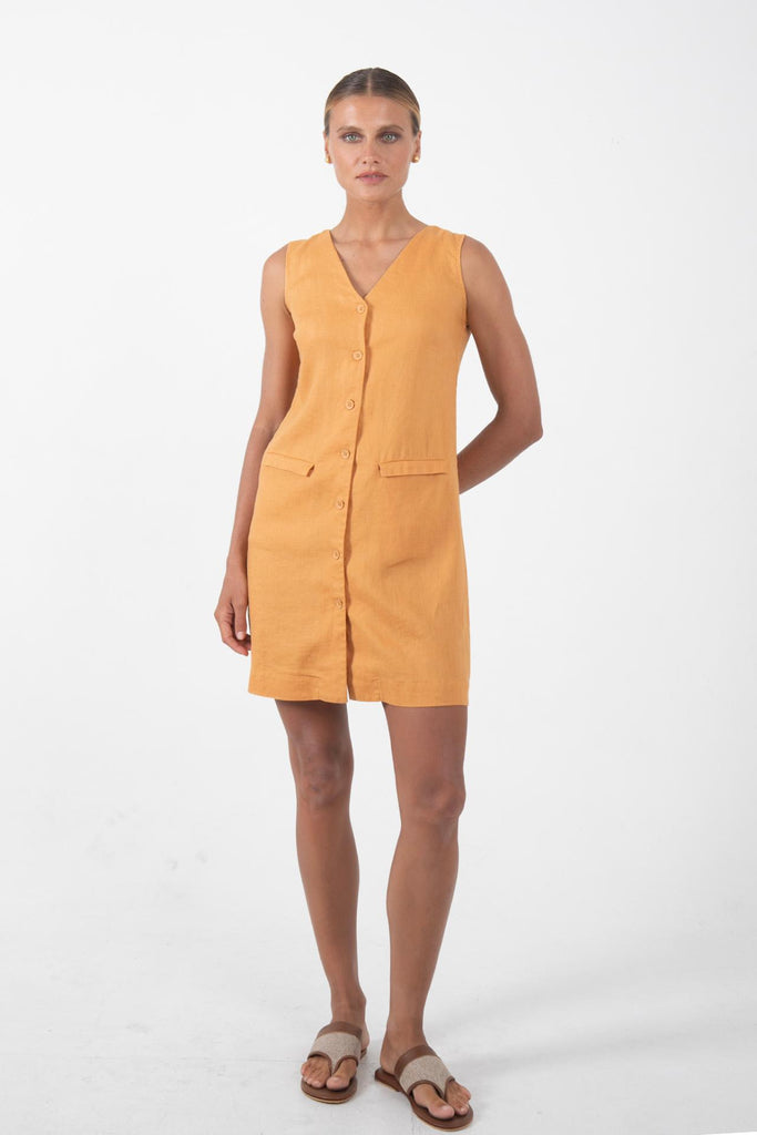 Isla Linen Dress Orange