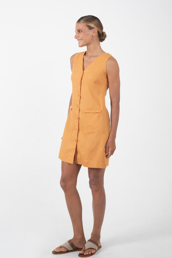 Isla Linen Dress Orange