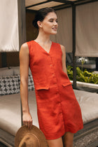 Isla Linen Dress red 