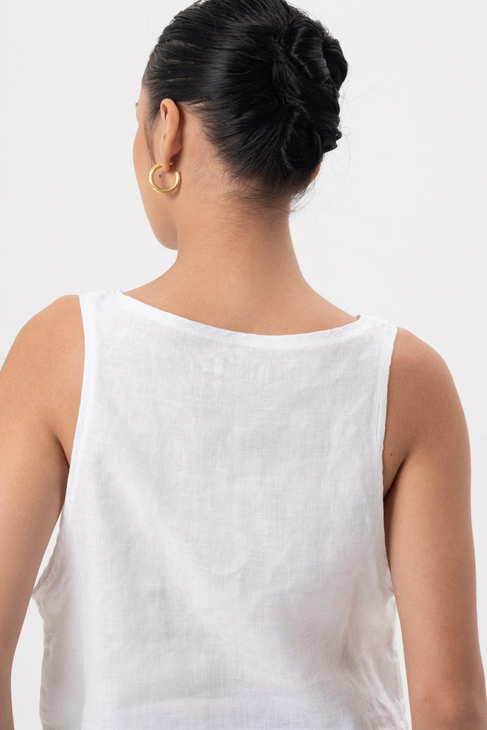 Julia Linen Crop Top White