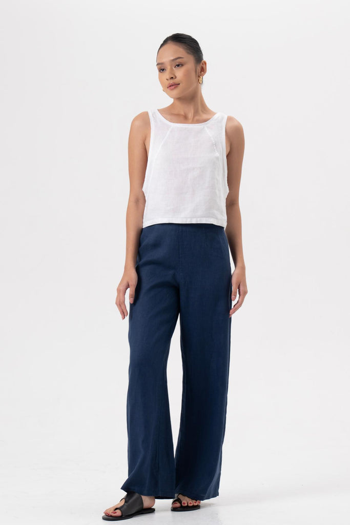 Julia Linen Crop Top White