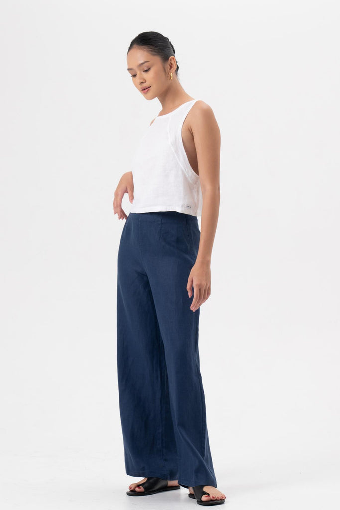 Julia Linen Crop Top White