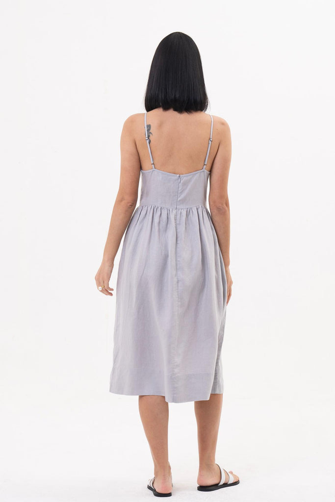 Kei Linen Breeze Midi Dress Grey