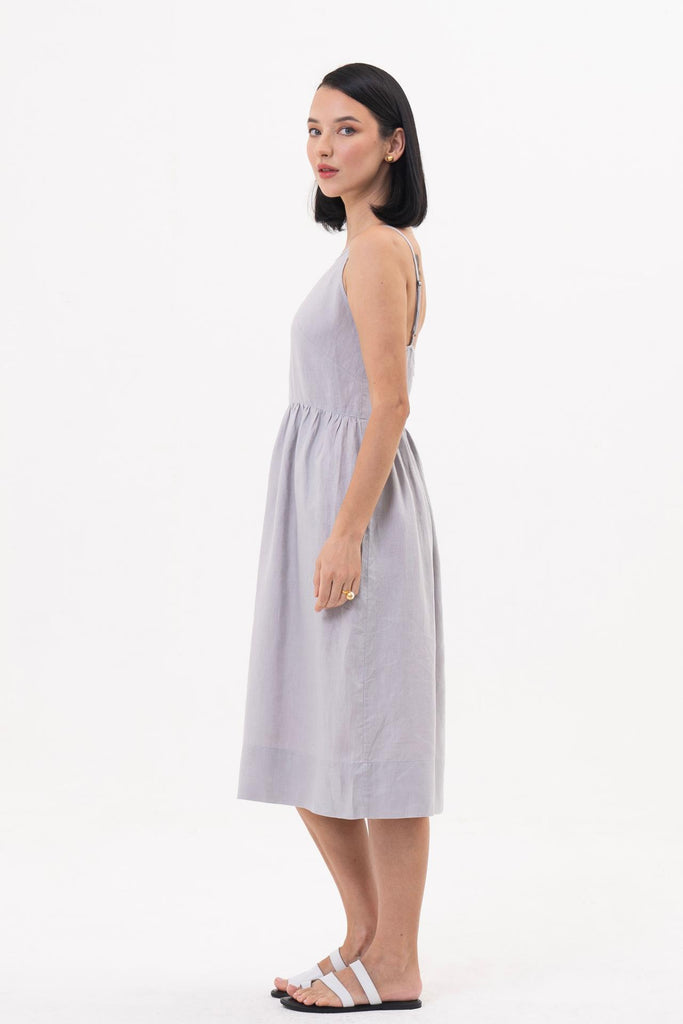 Kei Linen Breeze Midi Dress Grey