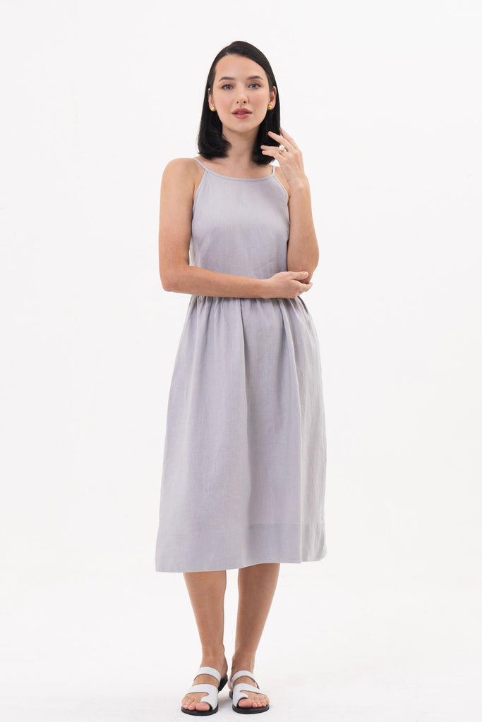 Kei Linen Breeze Midi Dress Grey