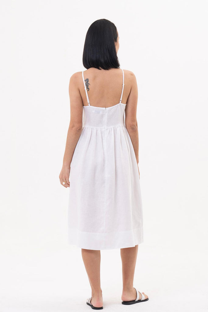 Kei Linen Breeze Midi Dress White