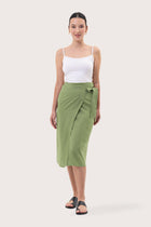 Kofiau Wrap Linen Skirt Green