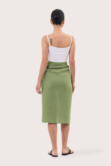 Kofiau Wrap Linen Skirt Green