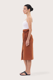 Kofiau Wrap Linen Skirt Terracotta
