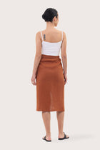 Kofiau Wrap Linen Skirt Terracotta