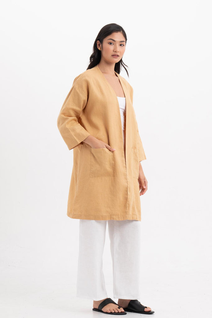 Linen Haori Outerwear Pale Apricot