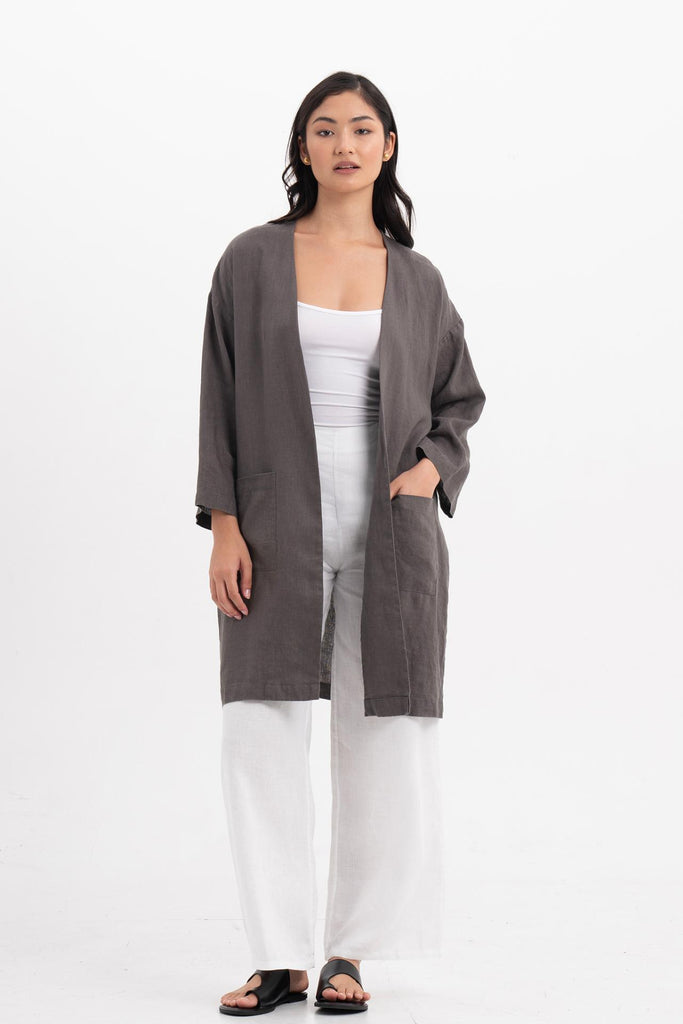 Linen Haori Outerwear Stone