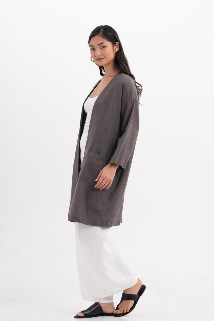 Linen Haori Outerwear Stone