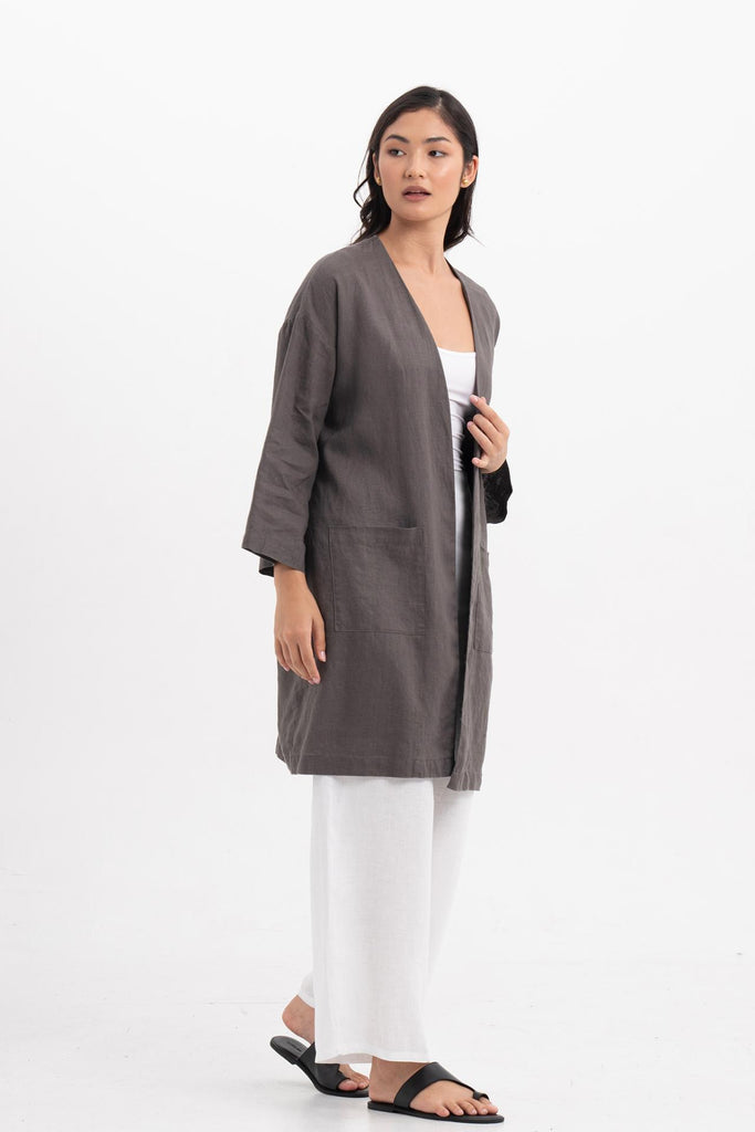 Linen Haori Outerwear Stone