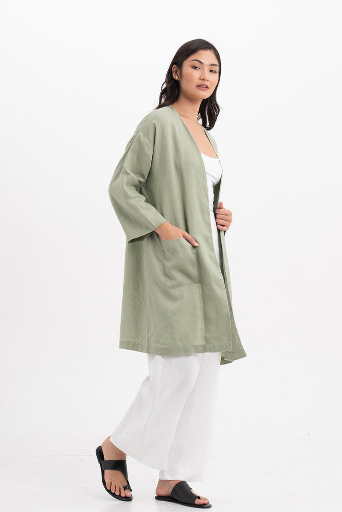 Linen Haori Outerwear Sage