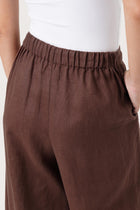 Linen Maxi Length Wide Pants Choco