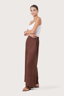 Linen Maxi Length Wide Pants Choco