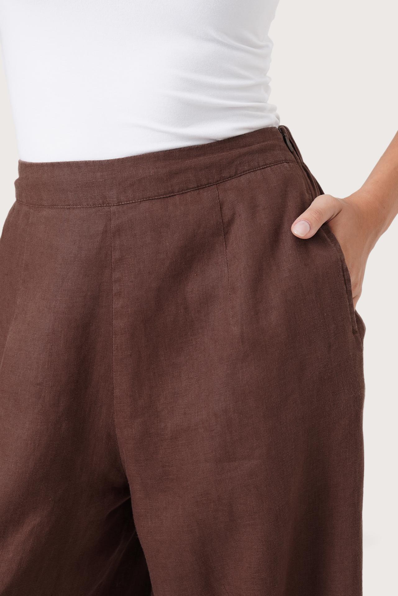 Linen Maxi Length Wide Pants Choco