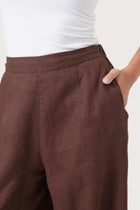 Linen Maxi Length Wide Pants Choco