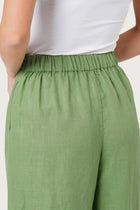 Linen Maxi Length Wide Pants Green Forest