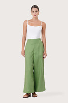 Linen Maxi Length Wide Pants Green Forest