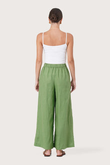 Linen Maxi Length Wide Pants Green Forest