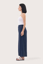 Linen Maxi Length Wide Pants Navy