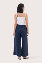Linen Maxi Length Wide Pants Navy
