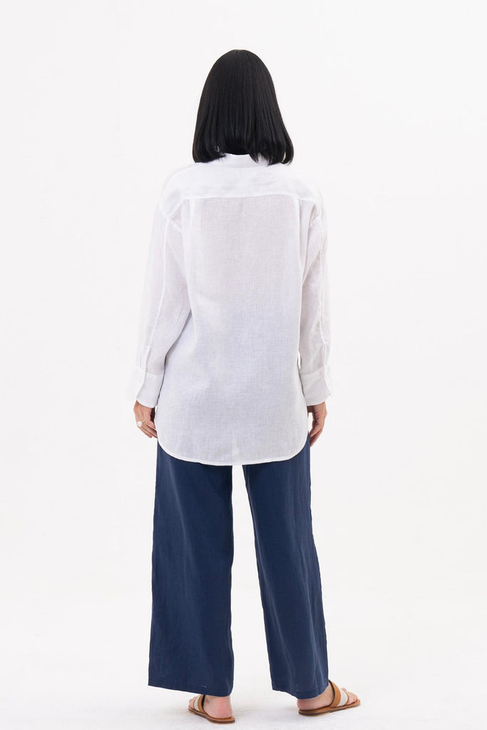 Loose Fit Linen Shirt White