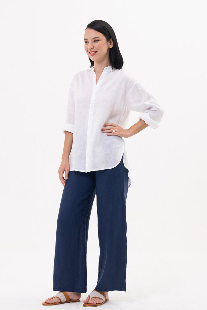 Loose Fit Linen Shirt White