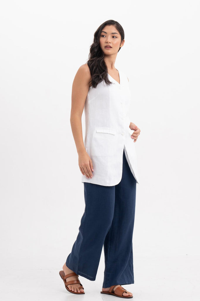 Margot Linen Vest White