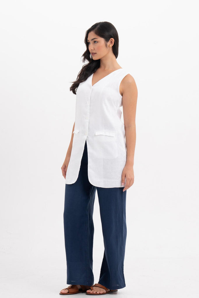 Margot Linen Vest White