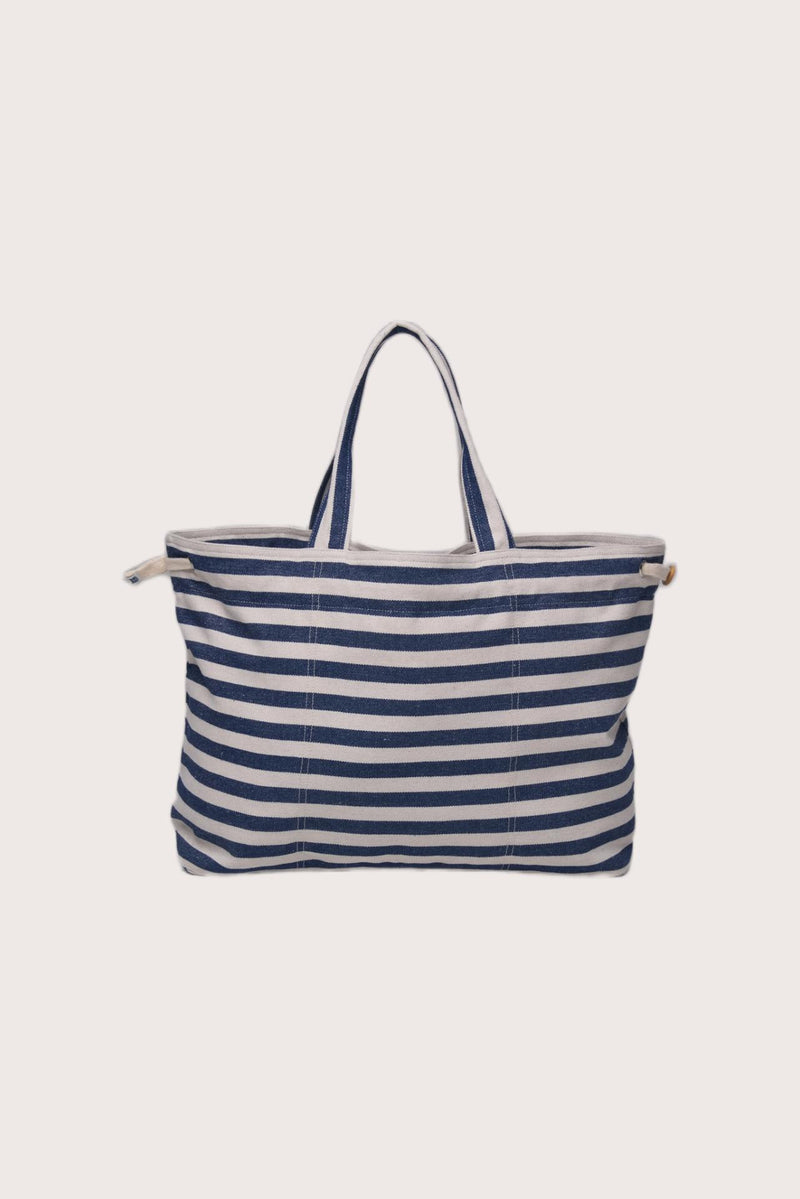 By The Sea Bali Marmara Stripe Tote Bag Stripes Navy Blue Natural