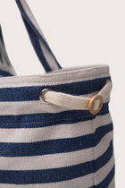 By The Sea Bali Marmara Stripe Tote Bag Stripes Navy Blue Natural