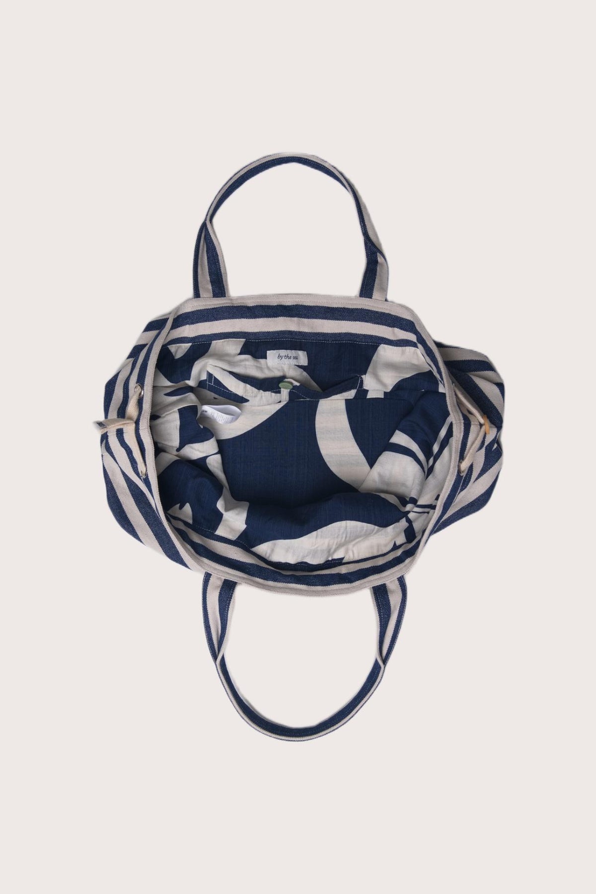 By The Sea Bali Marmara Stripe Tote Bag Stripes Navy Blue Natural
