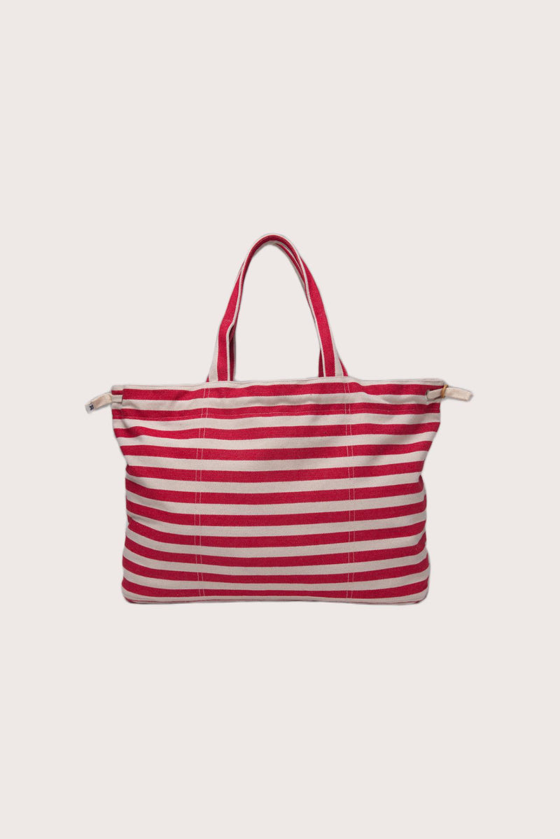 By The Sea Bali Marmara Stripe Tote Bag Stripes Red Natural