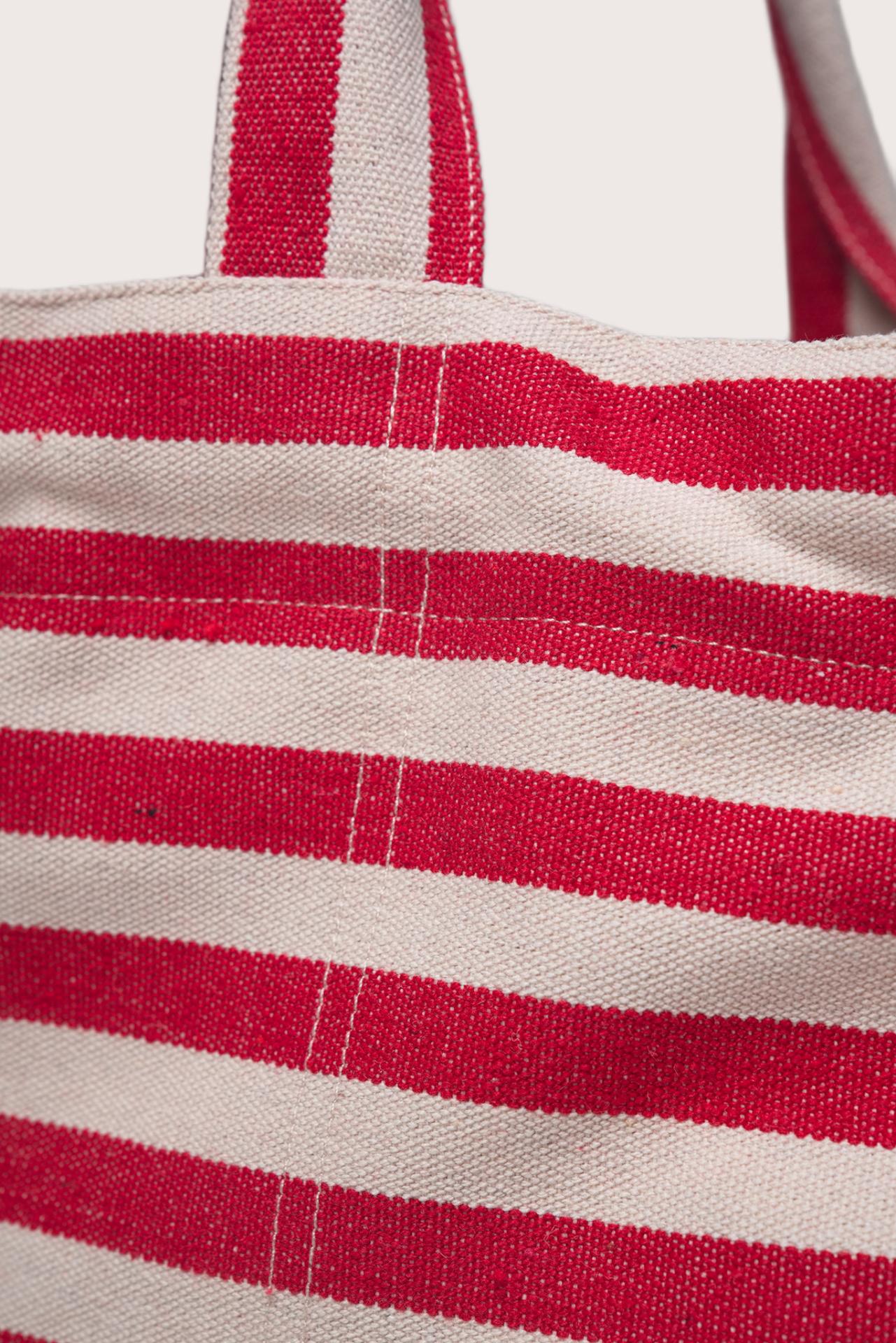 By The Sea Bali Marmara Stripe Tote Bag Stripes Red Natural