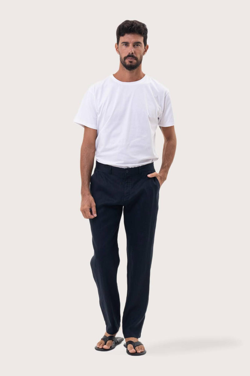 Maury Linen Long Pants Navy