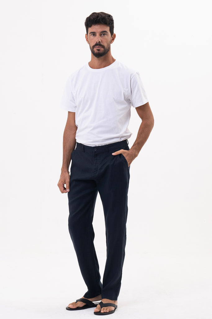 Maury Linen Long Pants Navy