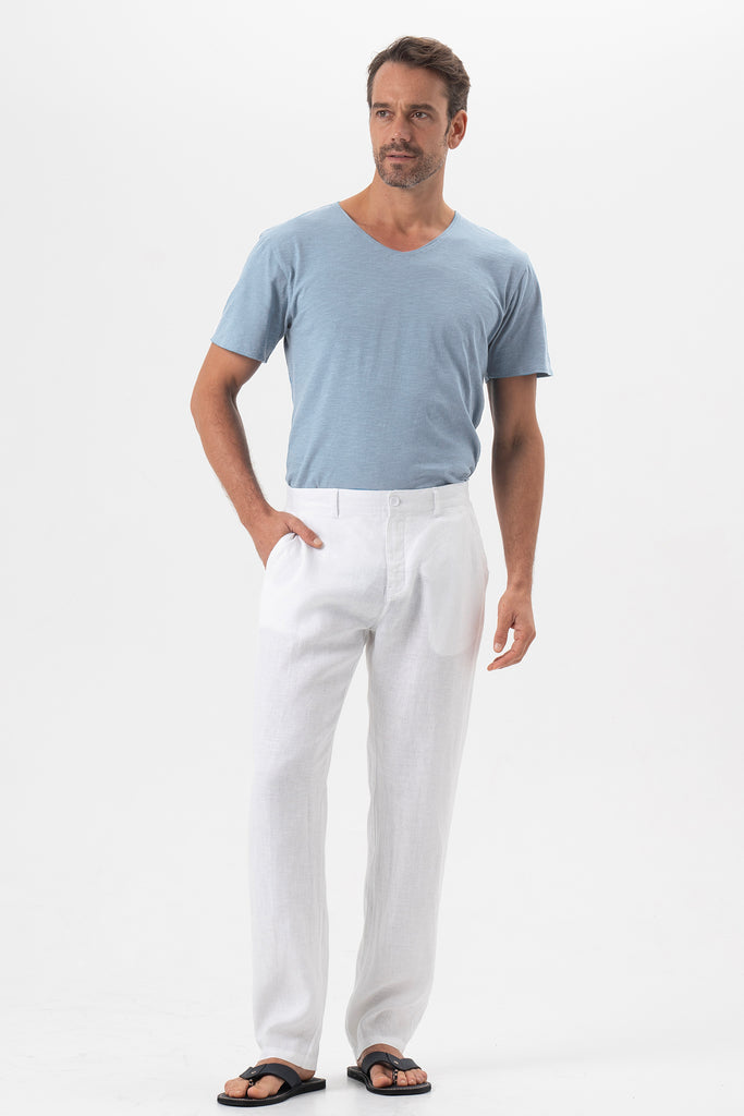 Maury Linen Long Pants White