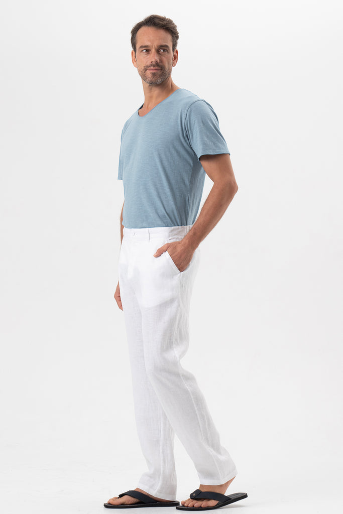 Maury Linen Long Pants White