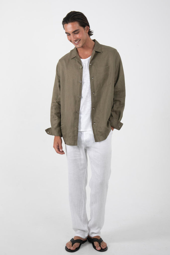 Maverick Linen Jacket Brown