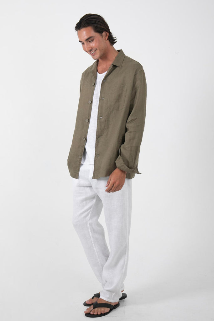 Maverick Linen Jacket Brown