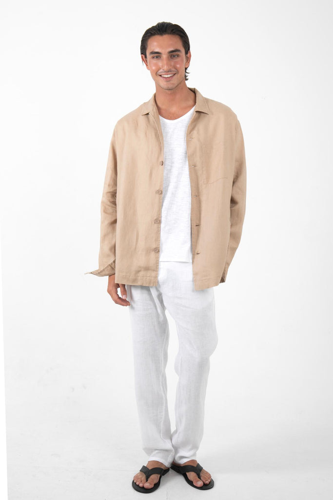 Maverick Linen Jacket Creme