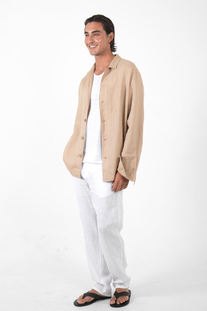 Maverick Linen Jacket Creme