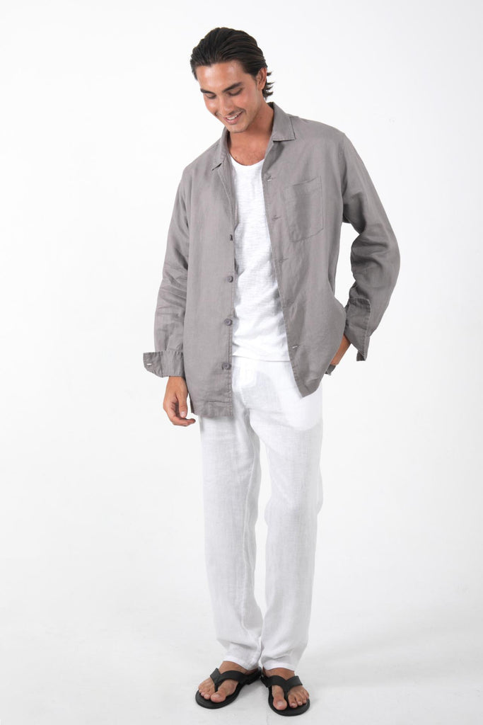 Maverick Linen Jacket Grey