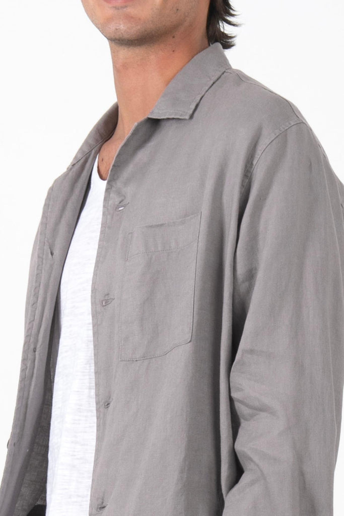 Maverick Linen Jacket Grey