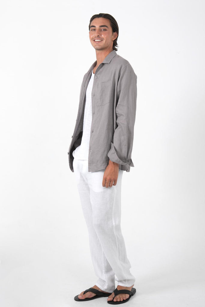 Maverick Linen Jacket Grey